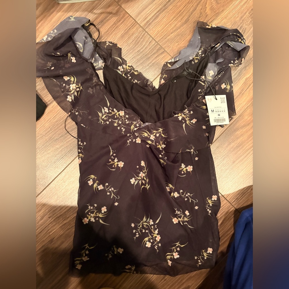 Floral Ruffle Shirt Zara NWT